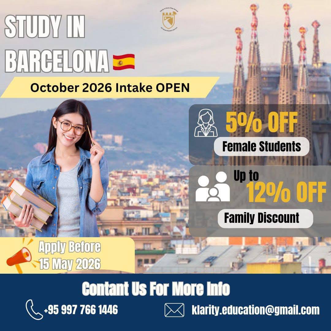 🎓 October 2026 Intake – Study in Barcelona 🇪🇸